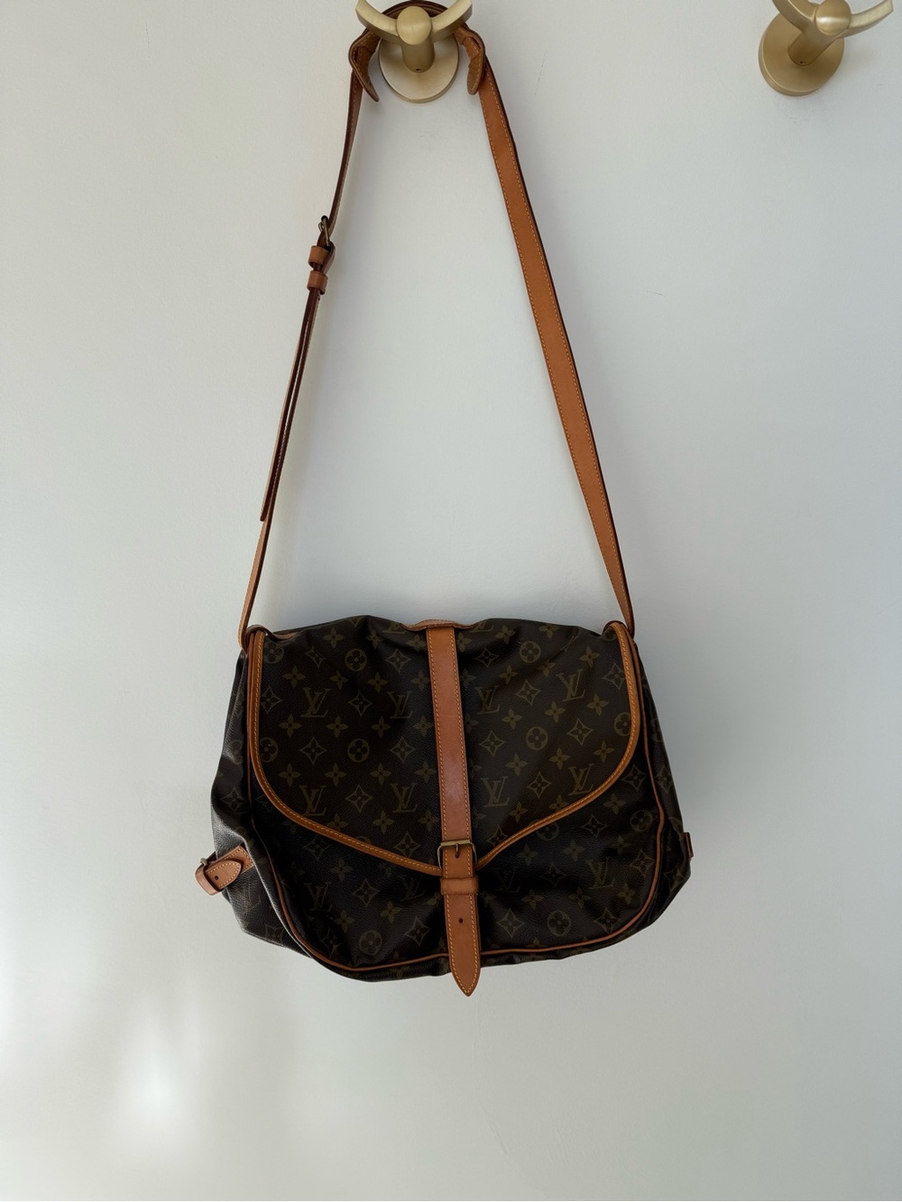Louis Vuitton Monogram Brown & Tan Crossbody Saddle Bag